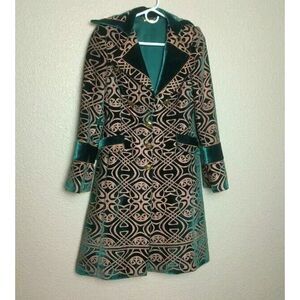 vintage Roberto Cavalli long brocade velvet coat 2006 women sz 42 Small 100%silk